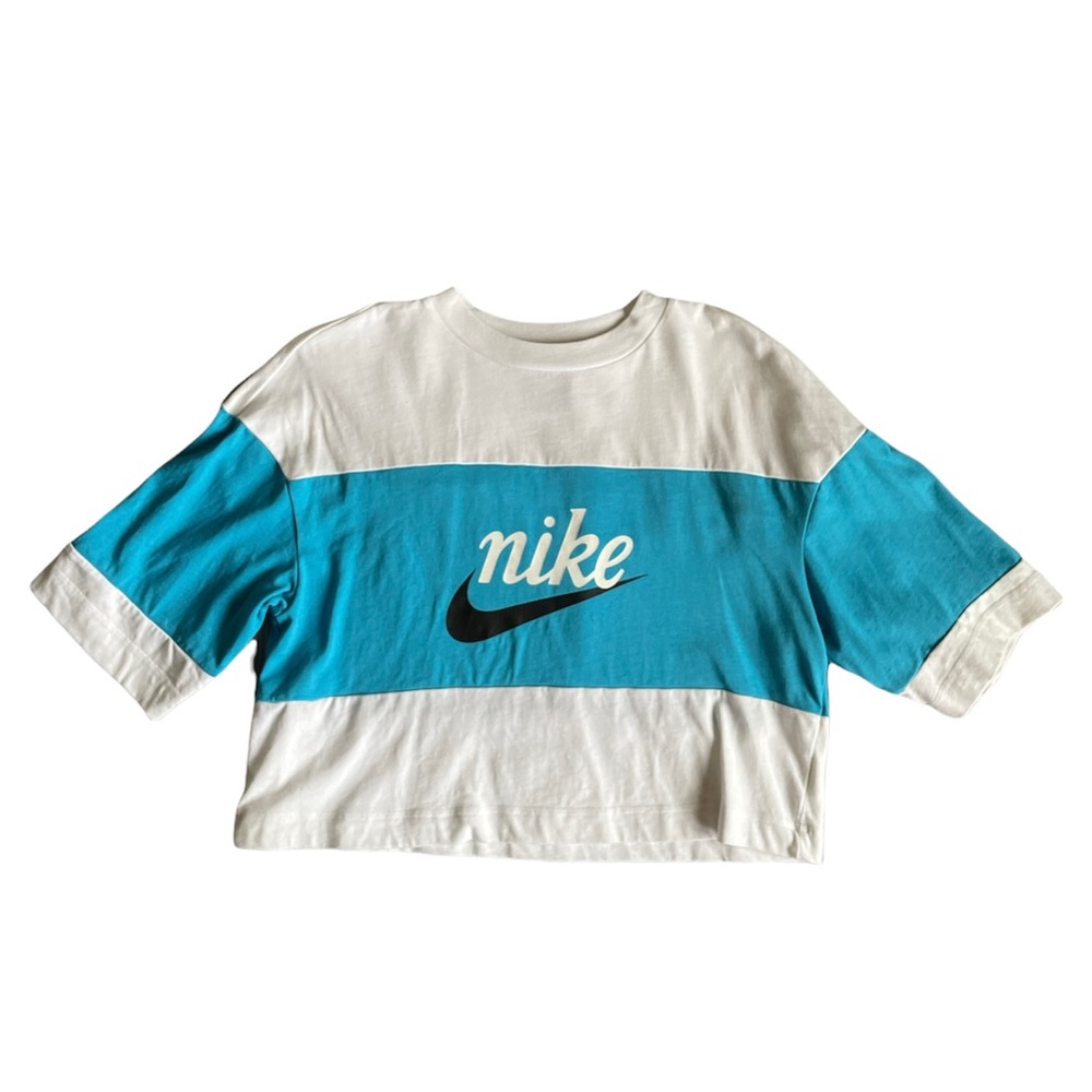 50. Nike Blue and White Crop Top Size M